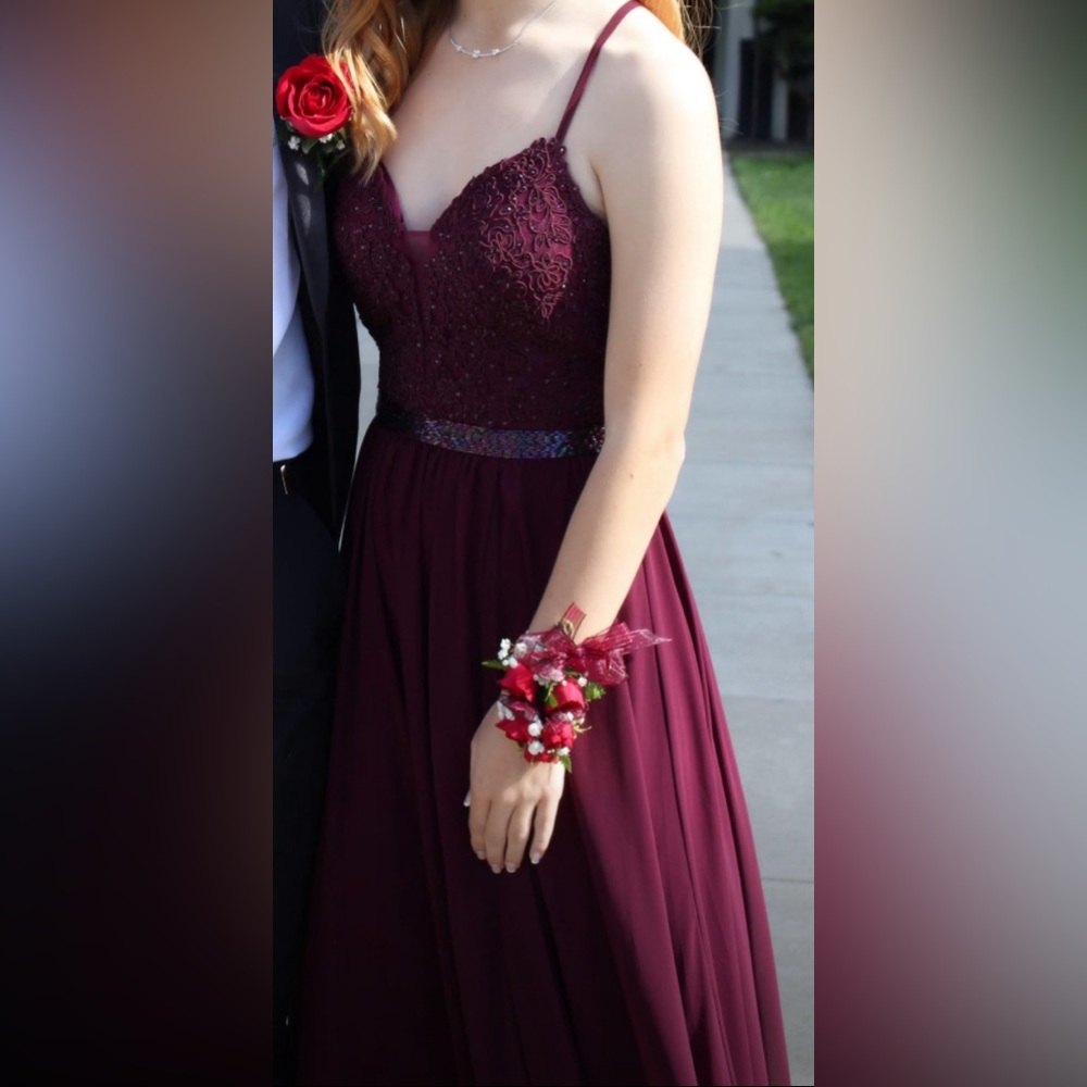 Beaded Burgundy/Dark Purple Gown | Size 0 | A-Line Dress